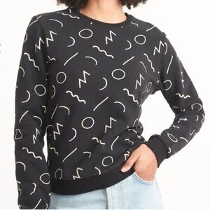 Marine Layer Anytime Sweatshirt Black, Cream, Noodle Print, Heavy Weight, Medium